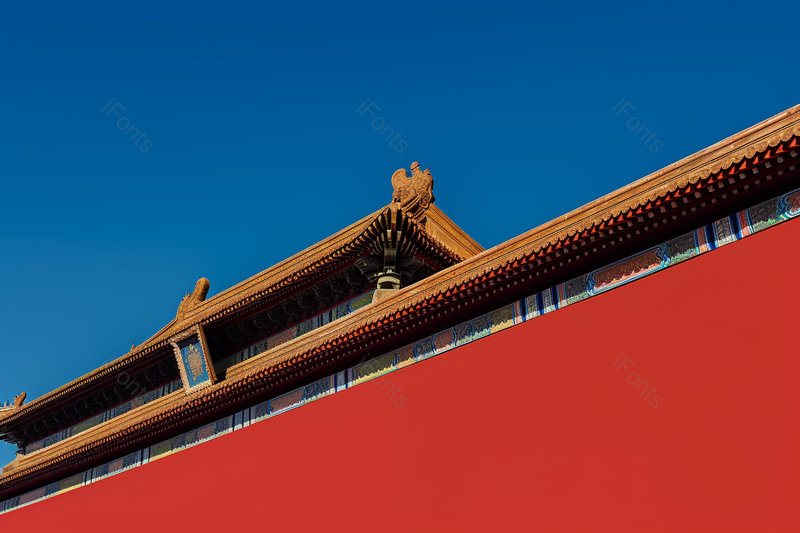 红色砖墙的宏伟宫殿中国传统建筑在蓝天下,高清,摄影图,摄影图片,图片大全,摄影图免费下载